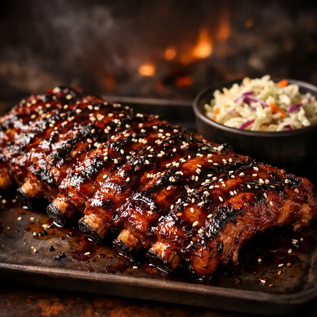 Żeberka BBQ w autorskiej marynacie z coleslaw