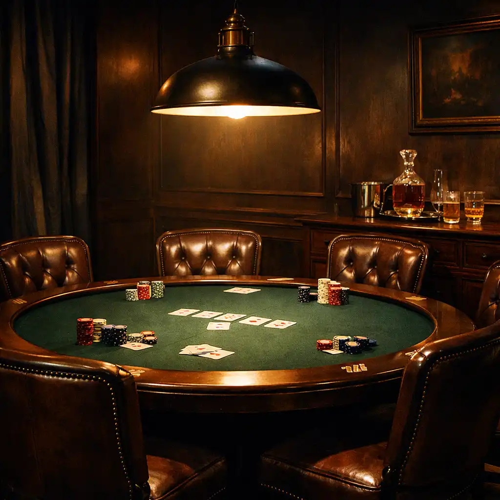 Prywatny Card Room w Miejskim Ogniu z dużym stołem pokerowym